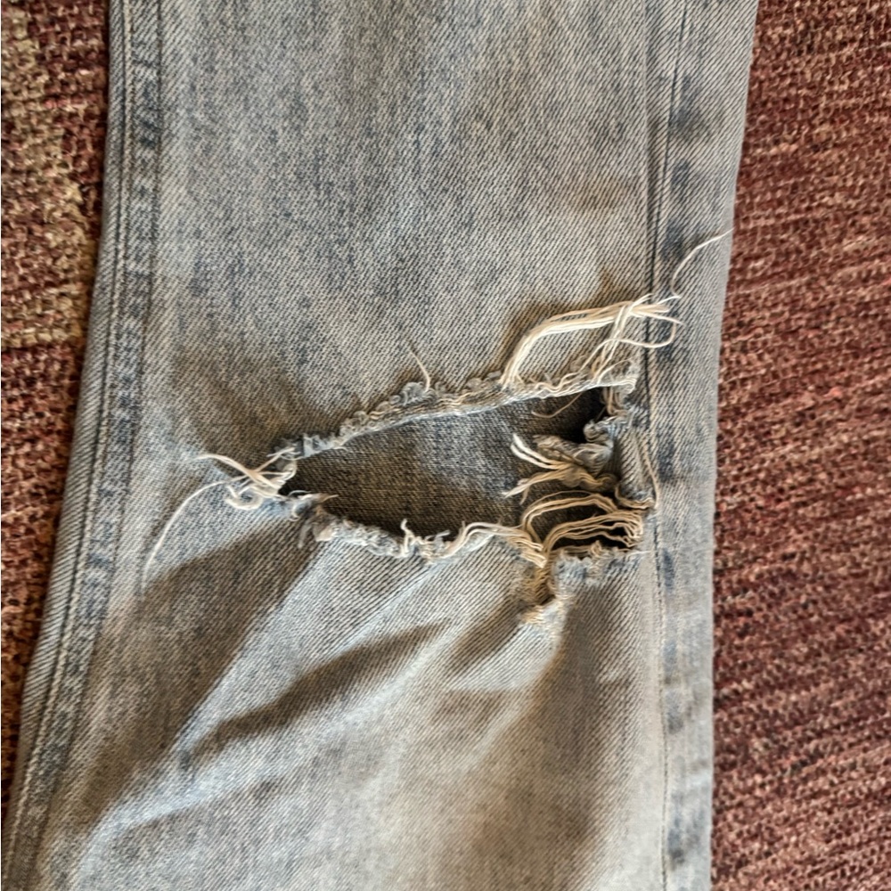 Agolde “Riley” light Blue Distressed Women's Jeans - Picture 5 of 9